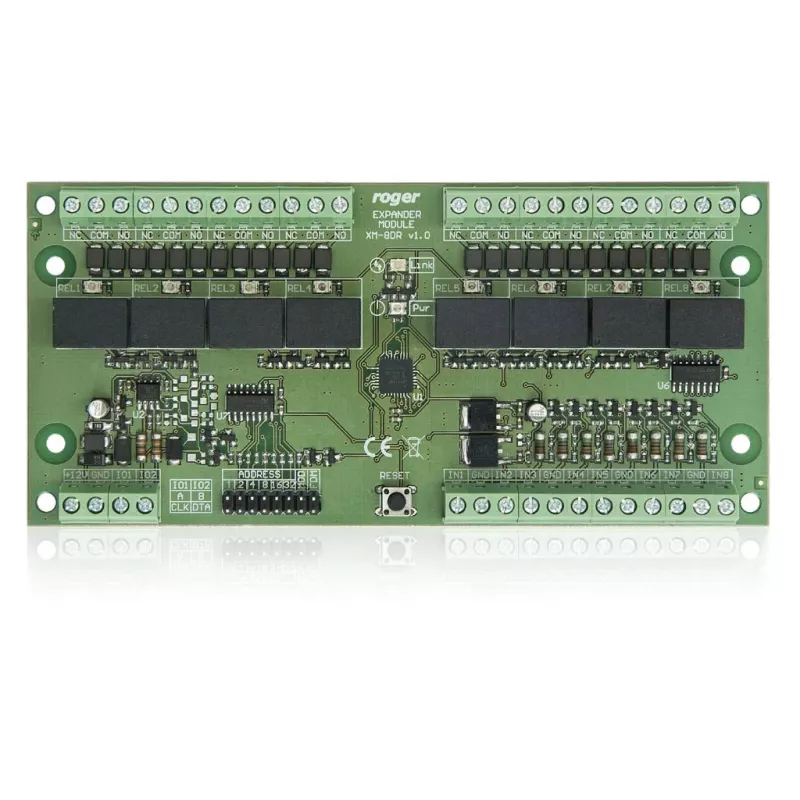 ROGER XM-8DR-BRD Módulo expansor de E/S, 8 entradas, 8 salidas de relé, RS485
