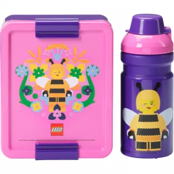 ROOM COPENHAGEN LEGO Set de comida Bee - Set de 2 piezas con botella y fiambrera, Lila