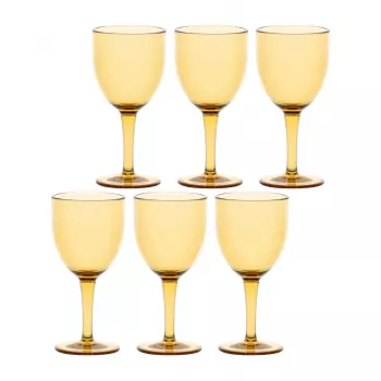 ROSE&TULIPANI FIABA set de 6 copas de vino de acrílico 400 ml, ámbar