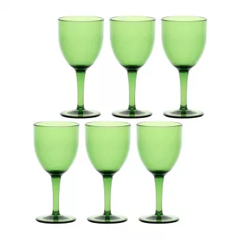 ROSE&TULIPANI FIABA set de 6 copas de vino de acrílico 400 ml, verde