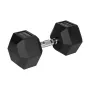 Mancuerna de hierro fundido engomada, hexagonal, 22,5 kg - REBEL ACTIVE