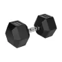 Mancuerna de hierro fundido con recubrimiento de goma, hexagonal, 27,5 kg, REBEL ACTIVE