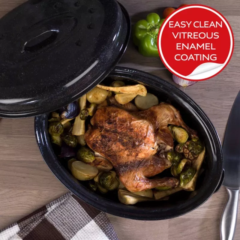 Russell Hobbs CW114911EU asador con tapa y autobañado Vitreous Enamel 36cm, negro