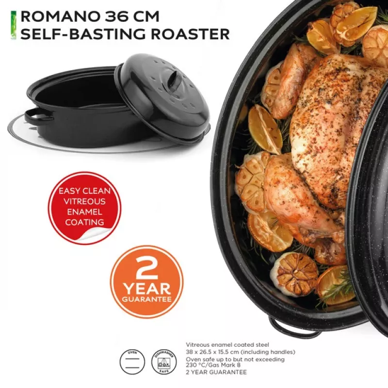 Russell Hobbs CW114911EU asador con tapa y autobañado Vitreous Enamel 36cm, negro