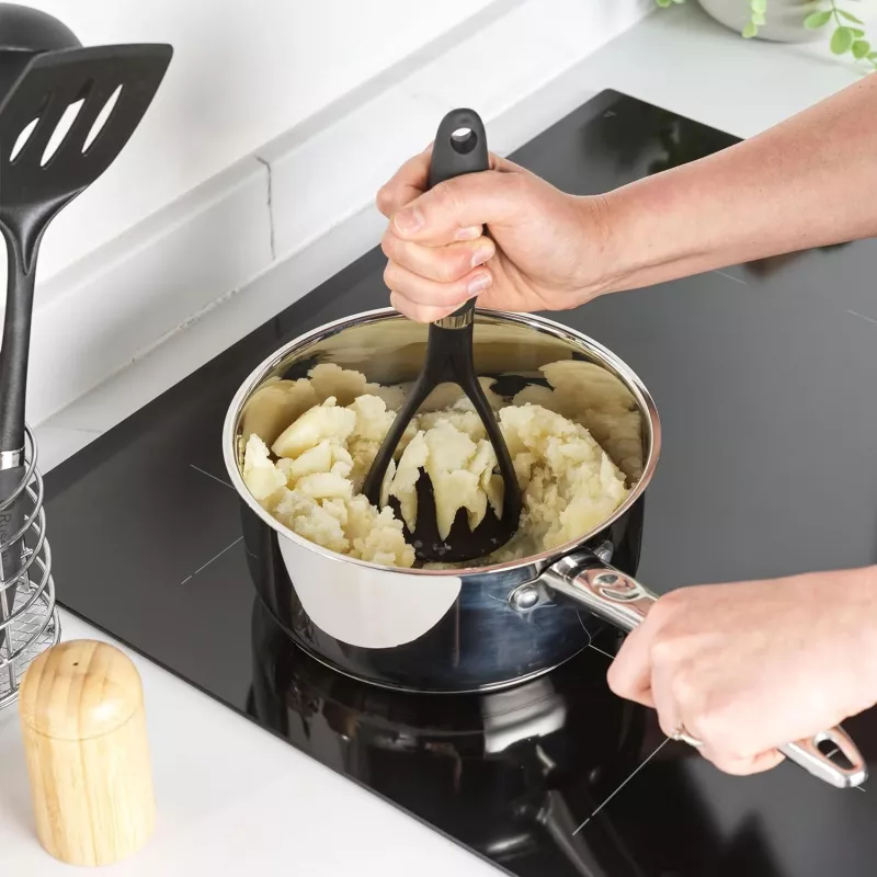 Russell Hobbs RH03026EU7 set de 5 utensilios de cocina con soporte giratorio, negro y plata
