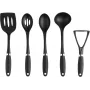 Russell Hobbs RH03026EU7 set de 5 utensilios de cocina con soporte giratorio, negro y plata