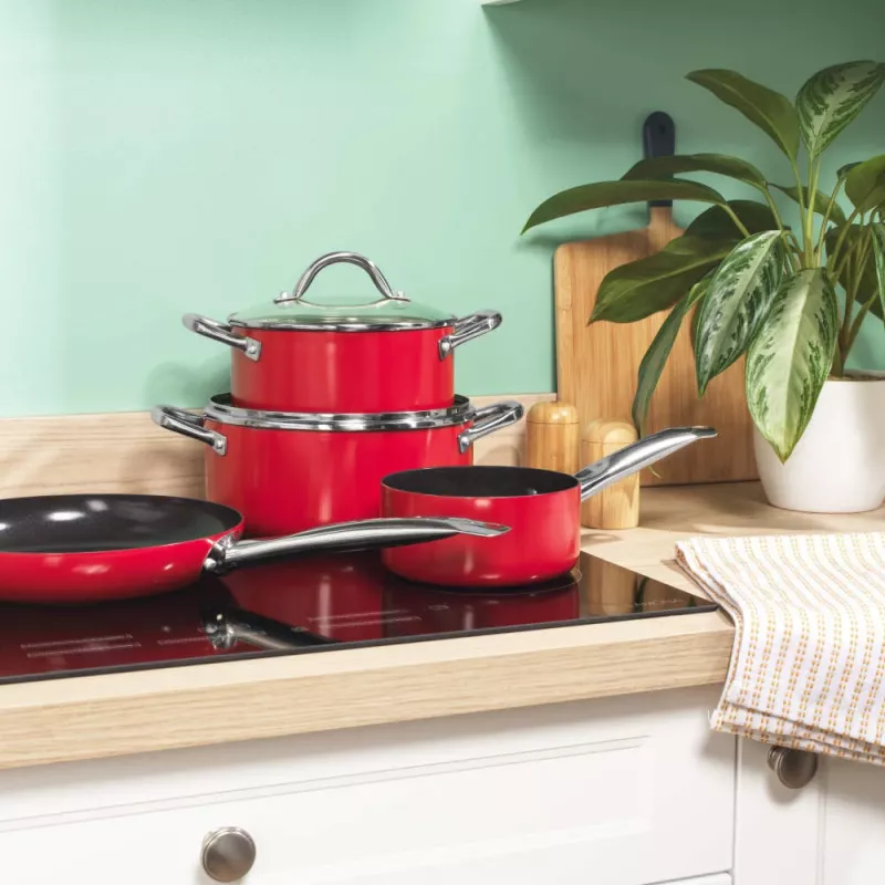 Russell Hobbs RH03821 set de 4 ollas Riviera, rojo