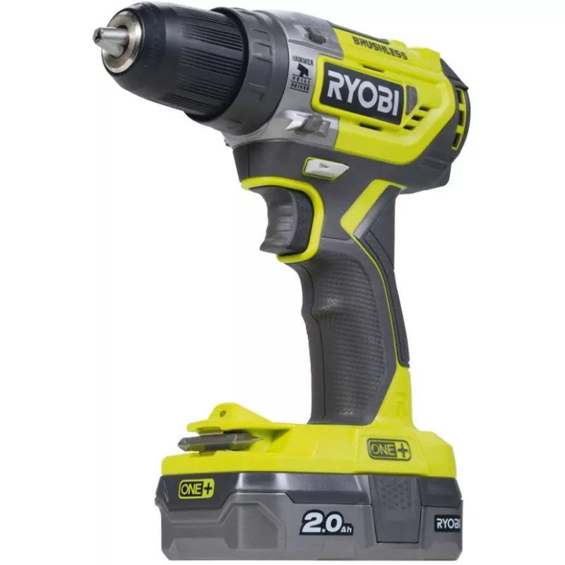 RYOBI ONE+ 18V taladro percutor atornillador inalámbrico R18PD5-220S, 2 baterías de iones de litio de 2,0Ah