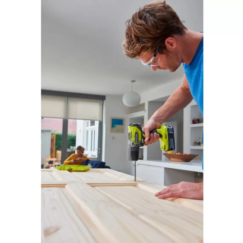 RYOBI ONE+ 18V taladro percutor atornillador inalámbrico R18PD5-220S, 2 baterías de iones de litio de 2,0Ah
