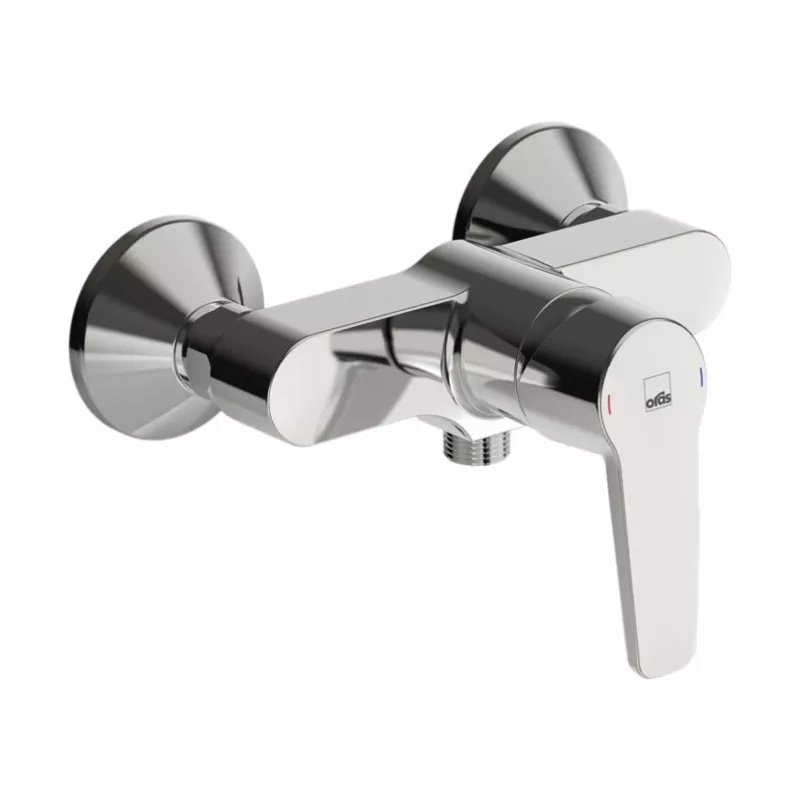 Grifería de ducha monomando Saga 3963Y – mezclador de latón cromado de pared con EcoFlow