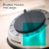 Temporizador mecánico Salter 338 SSBKXR15 de acero inoxidable - temporizador de cuerda de 60 minutos con señal acústica, plata