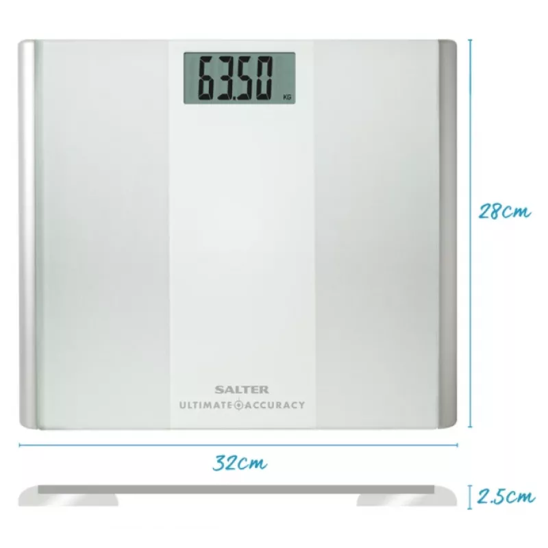 Salter 9009 WFEU12 Báscula de baño electrónica Ultimate Accuracy, blanca