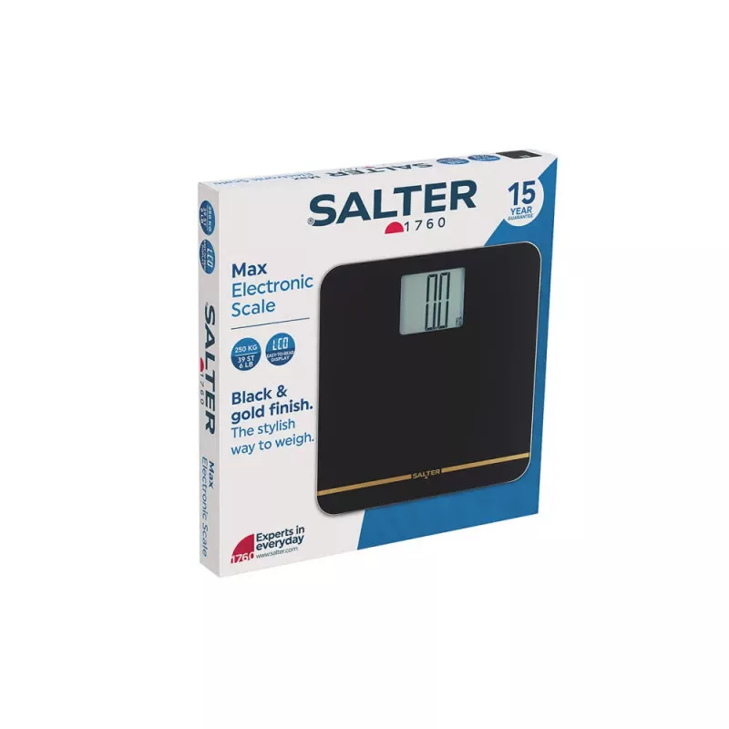 Salter 9075 BGFEU12 báscula de baño Max, negra/dorada