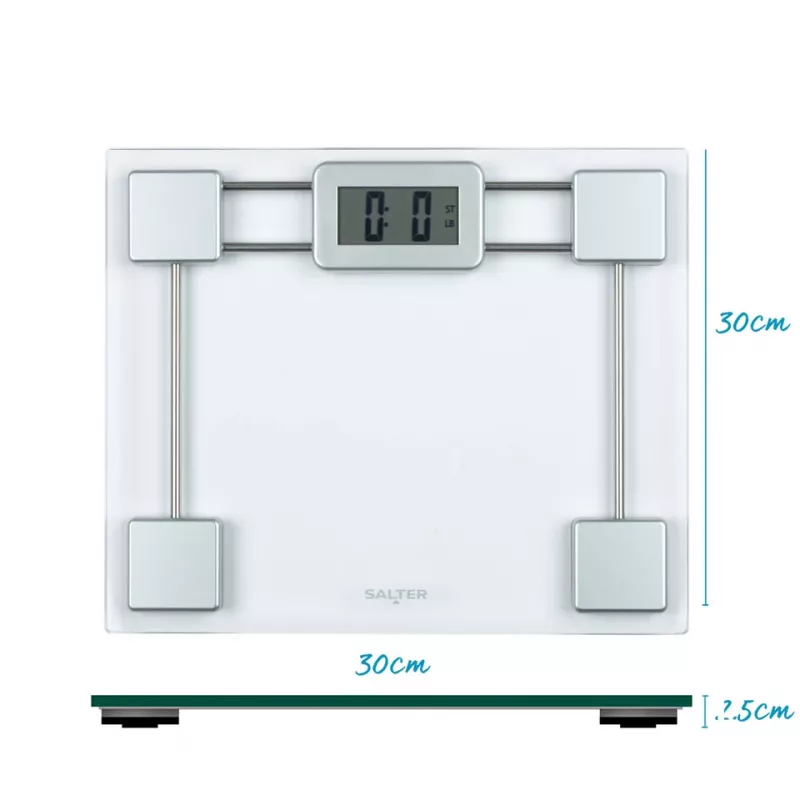 Salter 9081 SVFEU12 Báscula de baño de cristal, plata/transparente