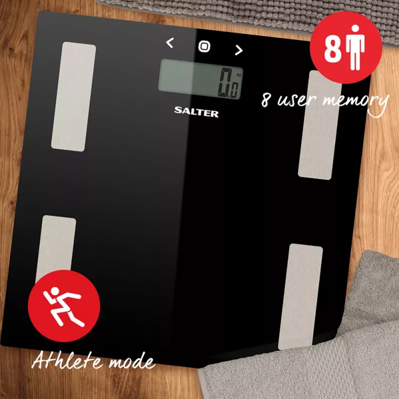 Salter 9150 BFEU12 báscula de baño analizadora de cristal negro