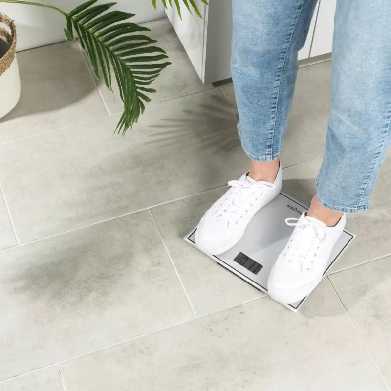 Salter 9207 WHCFEU12 Báscula de baño electrónica compacta de cristal, blanca