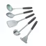 Salter BW13601DU Excellence set de 5 utensilios de cocina con soporte giratorio, negro y plata