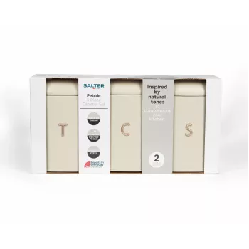 Salter BW13729OEU7 Pebble set de 3 recipientes para conservar alimentos Stone, beige