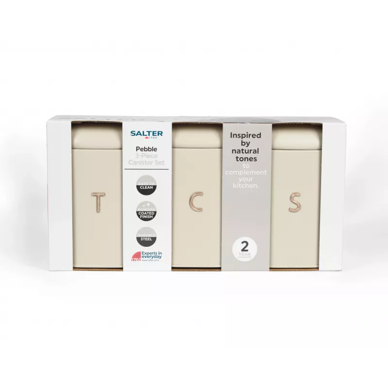 Salter BW13729OEU7 Pebble set de 3 recipientes para conservar alimentos Stone, beige