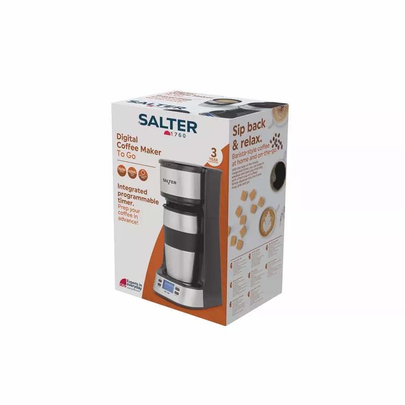 Salter EK2732FVDE cafetera digital - 1,5 l, 12 tazas, negro y plata