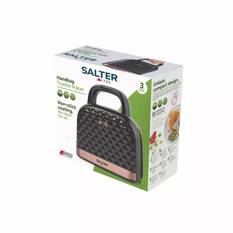 Salter EK3677FVDE sandwichera de bolso - 750W, 2 rebanadas, negro/plata