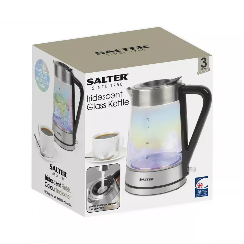Salter EK5078IRFVDE hervidor de cristal iridiscente 1,7L 3000W