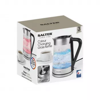 Salter EK5078SSFVDE hervidor de cristal que cambia de color 1,7L 3000W