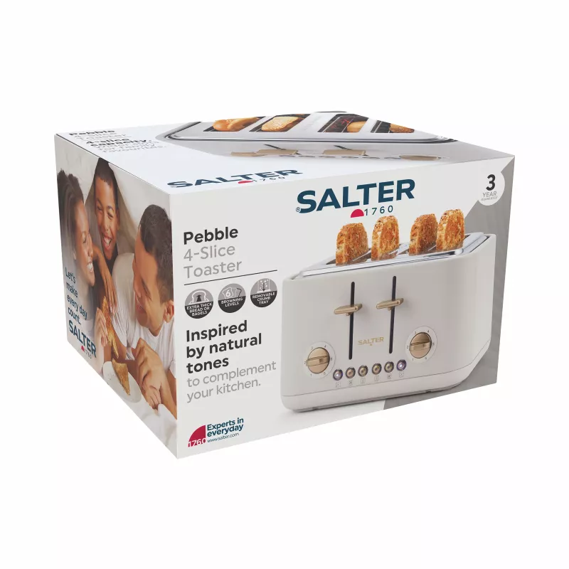 Salter EK5823OBVDE tostadora Pebble de 4 rebanadas - negro obsidiana