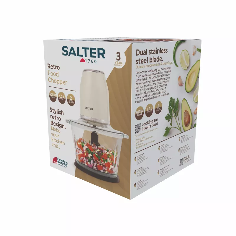 Salter EK6686CRMVDE picadora retro 200W 0,5L crema