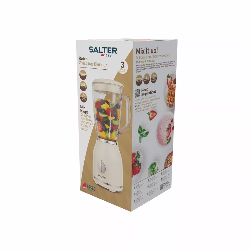 Salter EK6687CRMVDE Retro batidora de vaso de cristal