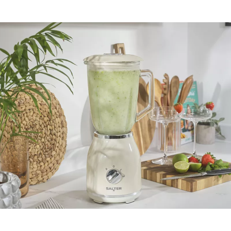 Salter EK6687CRMVDE Retro batidora de vaso de cristal