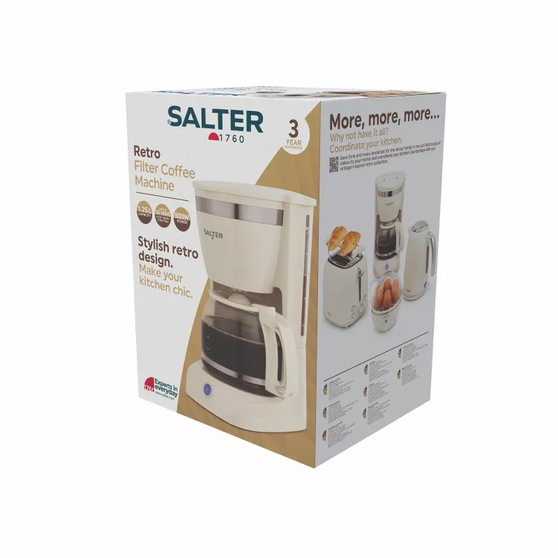 Salter EK6695CRMVDE cafetera de filtro retro 1,25 l 900 W crema