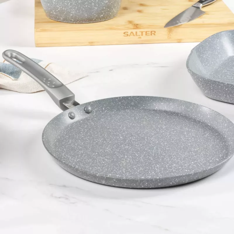 Salter Marblestone sartén para tortitas de 25cm – ultra antiadherente, apta para inducción, gris