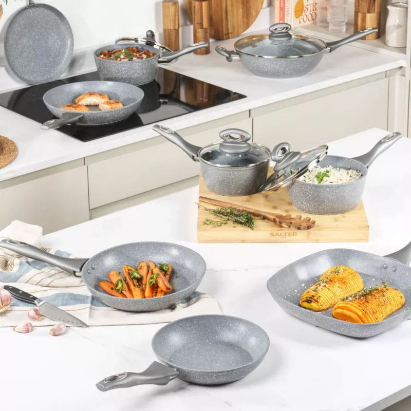 Salter Marblestone sartén para tortitas de 25cm – ultra antiadherente, apta para inducción, gris