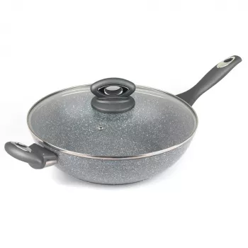 Salter Marblestone wok 28cm gris - aluminio forjado, antiadherente, apto para inducción