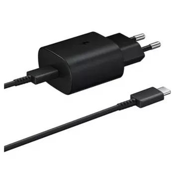 Samsung adaptador de viaje de carga súper rápida USB-C de 25W con cable USB-C a USB-C - negro