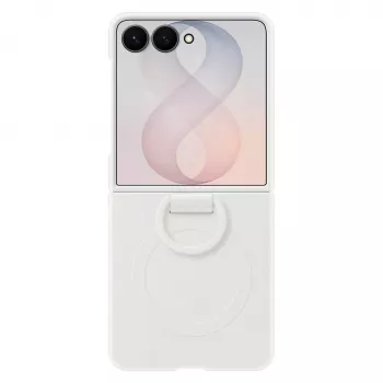 Samsung Funda con anillo magnético de silicona para Galaxy Z Flip8, blanca
