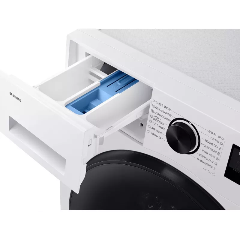 Lavadora con secadora Samsung WD90HG5U34BELE, 9 kg lavado / 6 kg secado, 1400 rpm, blanca