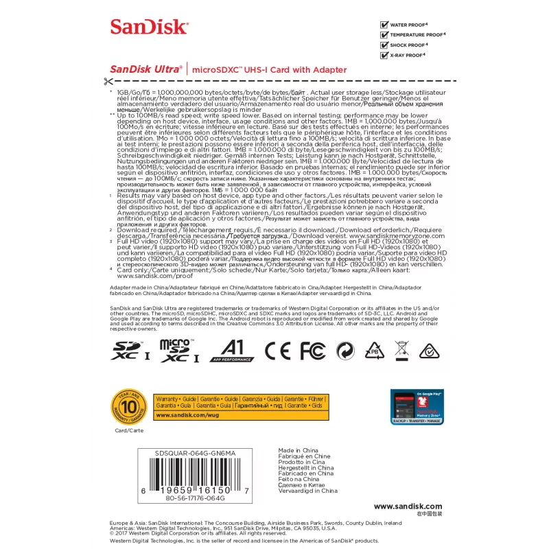 SanDisk Ultra 64GB tarjeta de memoria microSDXC con adaptador SD