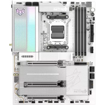 SAPPHIRE NITRO+ X870EA PHANTOMLINK P.E Placa base, AMD X870E, zócalo AM5, DDR5, Wi-Fi 7, blanco/negro