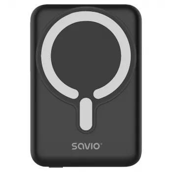 Savio BA-12 batería externa inalámbrica magnética 10000 mAh negra