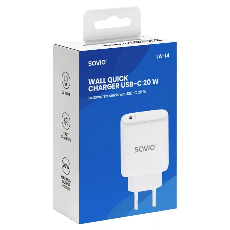 SAVIO LA-14 Cargador de pared de 20W con Power Delivery 3.0