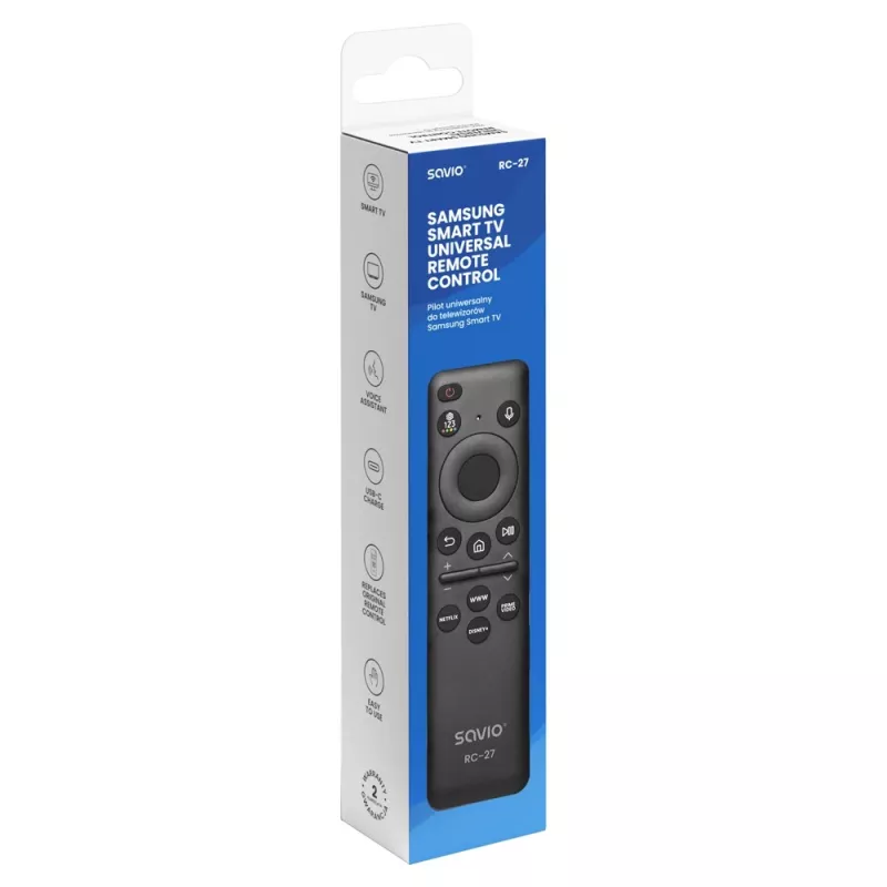 SAVIO RC-27 mando a distancia universal de repuesto para Samsung Smart TV – negro