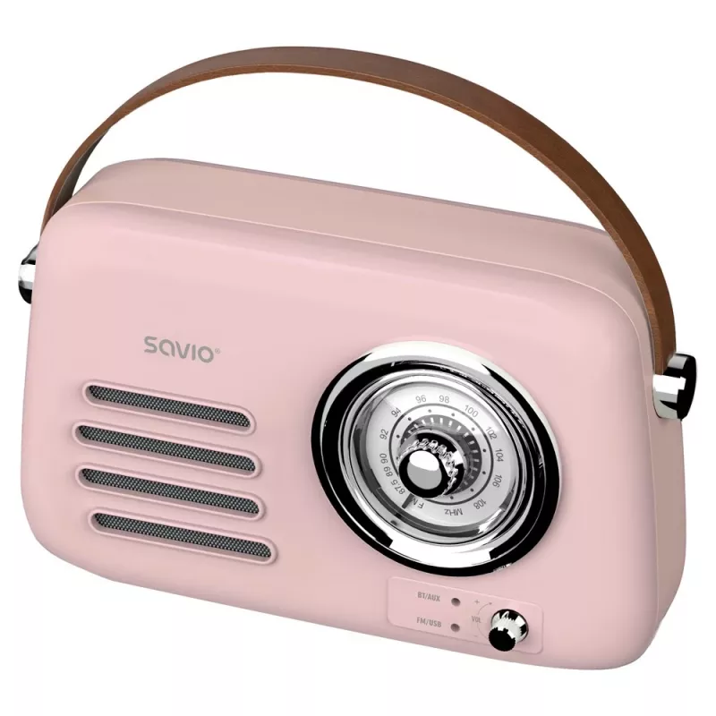 SAVIO RS-03 radio portátil FM/AM con reproducción MP3 USB/SD, rosa
