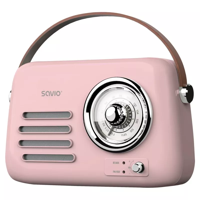 SAVIO RS-03 radio portátil FM/AM con reproducción MP3 USB/SD, rosa