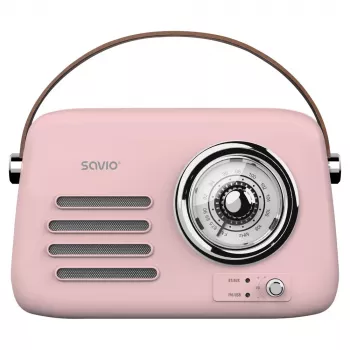 SAVIO RS-03 radio portátil FM/AM con reproducción MP3 USB/SD, rosa