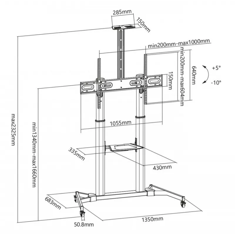 SBOX FS-3610 soporte de suelo para televisores LED ultra grandes 60-100 100kg
