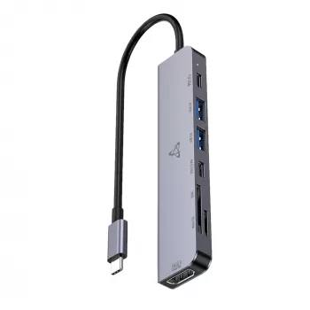 SBOX H-999 hub USB-C 7 en 1 Space Gray