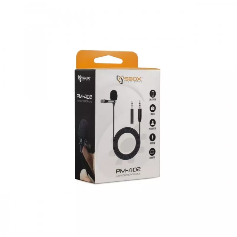 Micrófono de solapa Sbox PM-402 para PC, smartphone y tablet