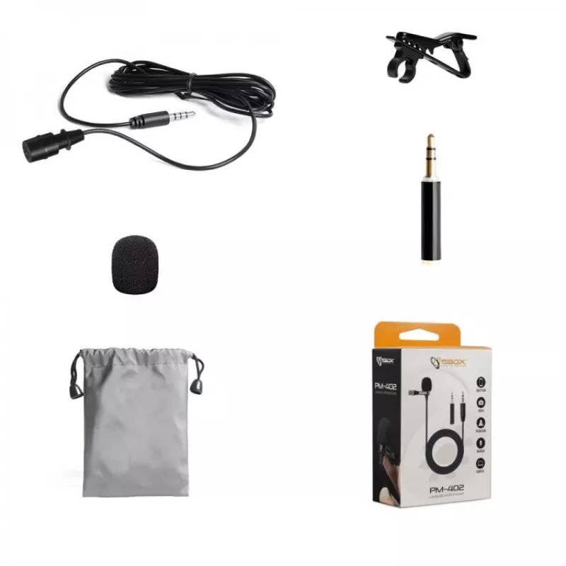 Micrófono de solapa Sbox PM-402 para PC, smartphone y tablet